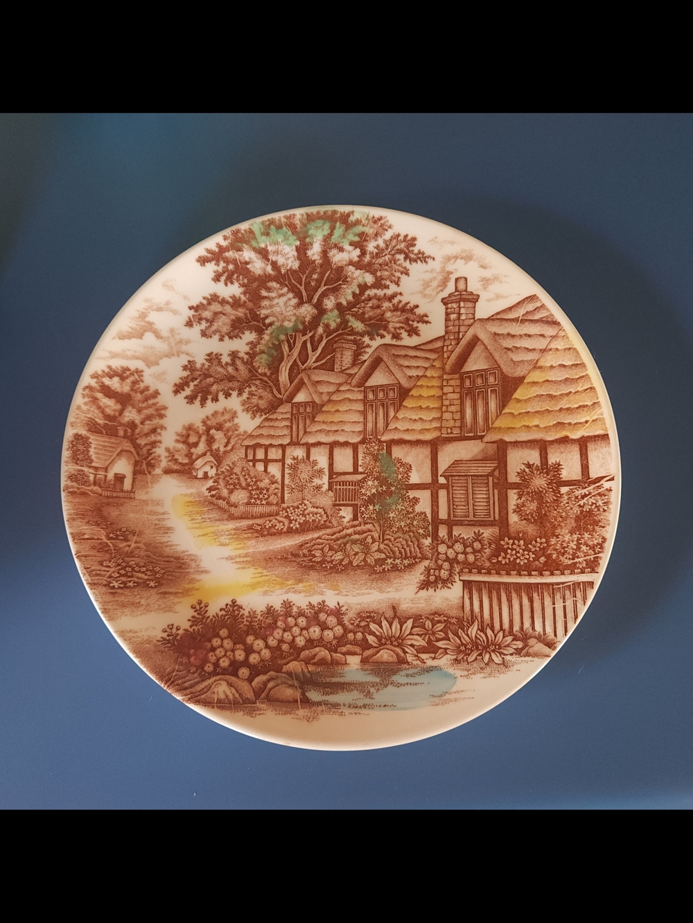 English Cottage Japan Decorative Plate - Brown Script Mark
